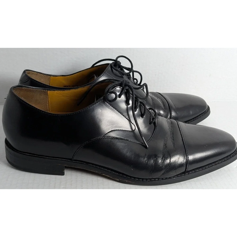 Cole Haan Men's 11.5M Black Leather Cap Toe Oxford Dress Shoes Nike Air